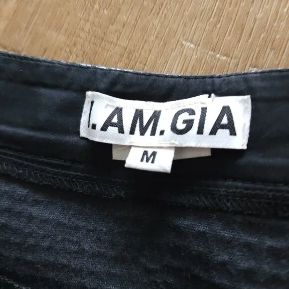 I.AM.GIA. Logan Mini Skirt, Black Faux Croc, Zipper Accent, - Picture 4 of 5